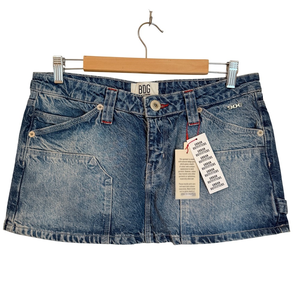 BDG Urban Outfitters Denim Mini Skirt Size Medium Blue Carpenter Utility Y2K NWT